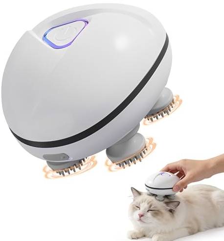 Kopfmassagegerät Elektrisch, Kopfhaut Massagegerät IPX7 Wasserdicht, Kopfmassagegerät, Katzen Massagegerät mit 4 Massageköpfen und 3 Massagemodi, Auch für Katzen Hunde
