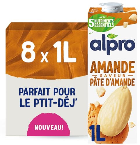 Alpro - Boisson Végétale - Amande saveur pâte d'amande - 1L - Lot de 8x1L