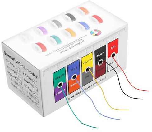 ELFJMZP 30AWG Silicone Wire Kit 5 Colors x 10M (50M Total) – Super Flexible 200°C High Temp Resistant Tinned Copper Hook Up Wire for Arduino, RC Models, Drone, 3D Printer, DIY Electronics