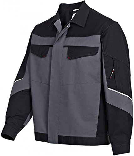 BP 1607-559-53-48/50l Arbeitsjacke, Verdeckter Reißverschluss und Taschen, 245,00 g/m² Stoffmischung, dunkelgrau/schwarz, 48/50l