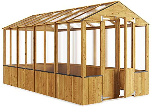BillyOh 12x6 Wooden Frame Greenhouse | Polycarbonate Glazing Garden Greenhouse | Cold Frame Durable Shed | Wooden Green House, Large Greenhouse Lincoln (12 x 6)