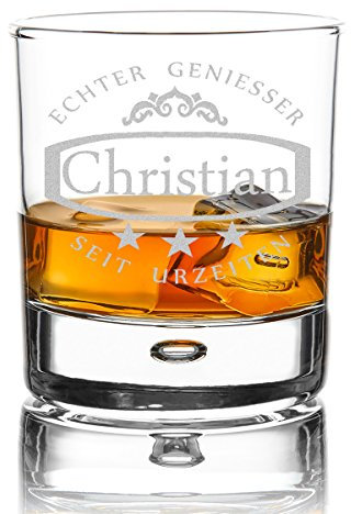 polar-effekt Personalisierbares Whiskeyglas mit Gravur - Tumbler Glas als Geburtstagsgeschenk für Männer, für Papa - Geschenk für Freund zum Geburtstag - Motiv Ornament und Sterne