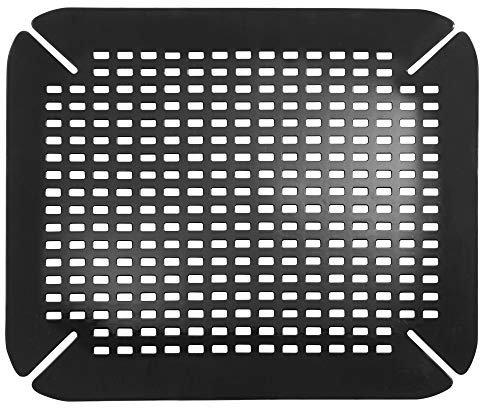 iDesign Basic Protector de fregadero, alfombrilla de plástico PVC para fregaderos de cocina, salvaplatos para pila, negro