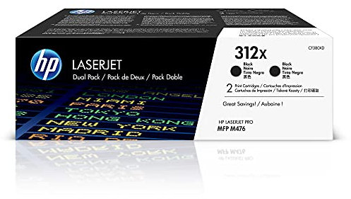 HP 312X 2er-Pack (CF380XD) Schwarz Original Toner mit hoher Reichweite für HP Color Laserjet Pro MFP M476, XL Doppelpack