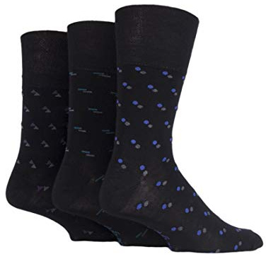 Gentle Grip Mens Striped Plain and Patterned Soft Breathable Bamboo Socks in Mulitpack of 3 Assorted Colours Sizes 6-11