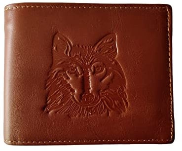 East Rain Herren Cool Eagle Totem Rindsleder Vertikale Geldbörse Reißverschluss Multi-Kartenhalter, Wolf Totem G, 4 * 3 * 0.4in, Klassisch