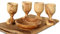Kommunionstassen Set - Das Abendmahl aus Holz mit 4 mittelgroßen handgefertigten Olivenholzbechern perfekt für christliche Kongregationen und Kirche, für Zuhause & als Hochzeitsset, in einer