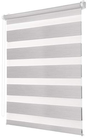 Ventanara® Doppelrollo ohne Bohren Duo Rollo Klemmfix Grau 40 x 150 cm