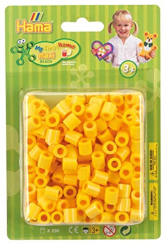 Hama Perlen 8503 Bügelperlen Packung mit ca. 250 bunten Maxi Bastelperlen mit Durchmesser 10 mm in Gelb, kreativer Bastelspaß für Groß und Klein
