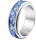 PAURO Herren Damen Keltisch Drachen Spinner Ringe Ehering Edelstahl Silber Blau Größe 65 (20.7)