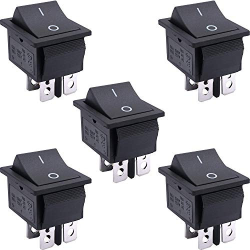 Taiss/5 Stücke schwarz Wippschalter AC 250V / 16A, 125V / 20A EIN/AUS DPST 4 Pin 2 Position wippschalter Für Autos und Boote KCD2-201-BK