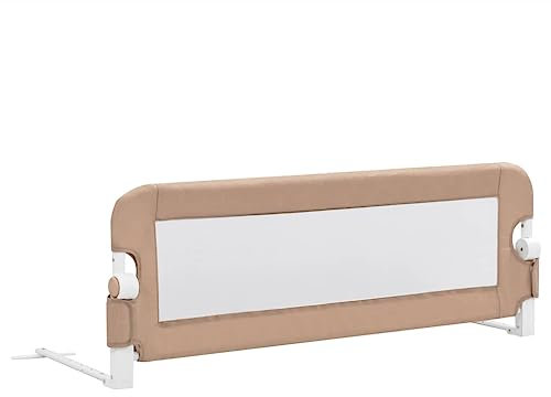 vidaXL Barandilla de Seguridad Cama de Niño Poliéster Casa Hogar Habitación Dormitorio Movilidad Mobiliario Clínico Colchón Salud 120x42 cm Taupe