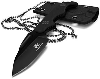 Wolfgangs CITO Neck Knife Messer - inklusive Kydex Scheide und Kugel Halskette zum umhängen - Mini Tactical Survival Outdoor Messer für verstecktes tragen (Cito - Schwarz)