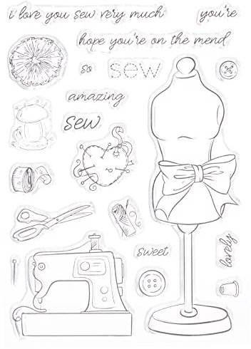 PAPER ROSE -3PL 18315 Transparente Stempel zum Nähen, Sew Lovely, Einheitsgröße