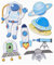 Hobbyfun 3D Sticker XXL Raumfahrt, Bogen 30 x 30 cm