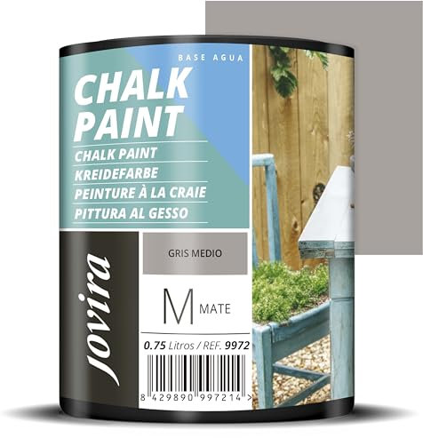JOVIRA PINTURAS Pintura Tiza - Chalk Paint al Agua Mate. Renueva tus muebles con creatividad. (750 Mililitros, Gris Medio) C-48