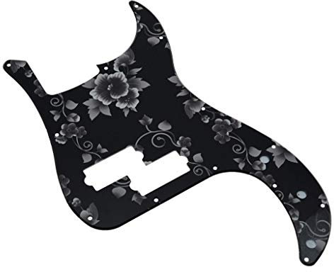 Dopro Schlagbrett mit 13 Löchern, 3D-Druck, Kunststoff, mit Schrauben, PB Bass Scratch Plate für USA/Mexican Fender Blumenmuster
