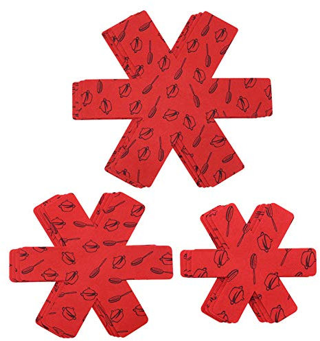 Pot Pan Protectors, Set of 12 and 3 Size, Red Pan Dividers/Separators Pad for Stacking Cookware in Kitchen Cupboard
