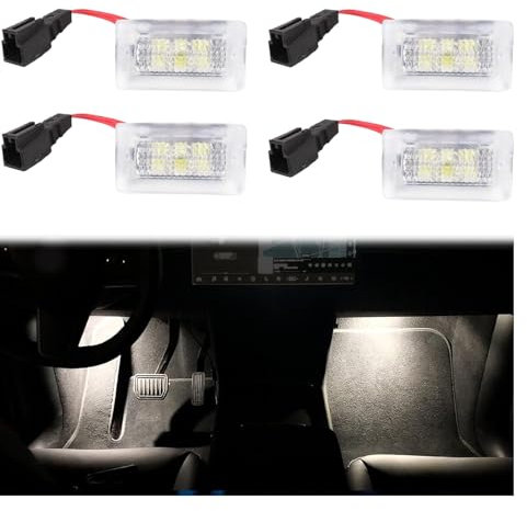 Carwiner Tesla Model 3/Y/S/X Ultra-bright Interior LED Lighting Bulbs Kit Accessories fit Trunk, Frunk, Door Puddle, Foot-Well 2016-2021(4 Pack) (white)