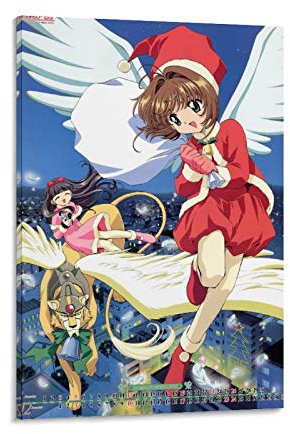 Sakura Card Captor Anime-Poster Sakura und Tomoyo in Weihnachtsdrucke, ästhetische Wandkunst, Dekoration, Leinwand, zum Aufhängen, Bild für Zimmer, Schlafzimmer, 20 x 30 cm