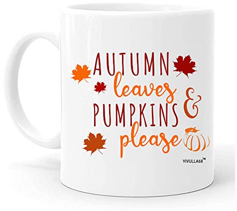 Vivulla68 Autumn Leaves and Pumpkin Please 11oz Mug Sweater Weather Coffee Mug Fall Coffee Mug Cups Gift Ideas Autumn Coffee Mug Hello Pumpkin Thanksgiving Mug Gift For Her