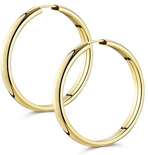Materia Breite Creolen Gold 4mm - Damen Ohrringe Silber 925 Ø 40mm SO-356