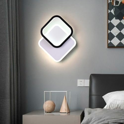 ZTWLEED LED Wandleuchte Innen,29W 3200LM Moderne Wandlampe 3 Farben Licht 6000K/3000K/4000K, Quadrat Wandbeleuchtung für Schlafzimmer Wohnzimmer Korridor Treppe 32CM 220V