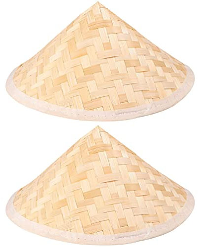Orientalischer Hut, vietnamesischer japanischer Bauernhut, chinesischer -Hut, asiatischer konischer Hut, Fischer-Reis, Bauernhut, Strohkegel, Gartenkappe für Kinder, 2 Stück