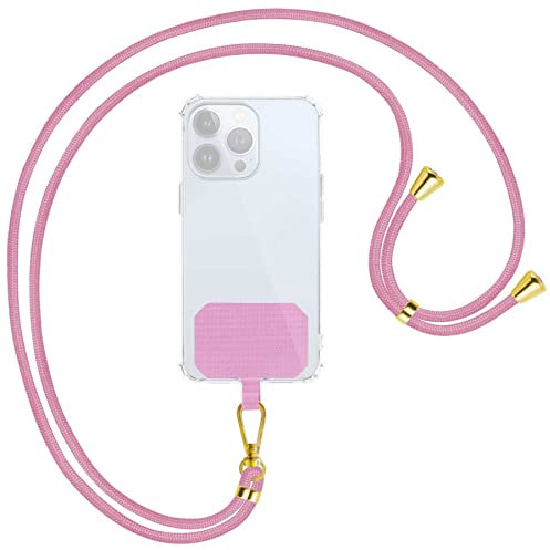 mtb more energy® Universal Handykette - Rosa - Metallteile Farbe Gold - kompatibel mit vielen Handyhüllen - Band Seil Kordel zum Umhängen