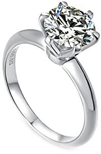 Lieson Verlobungsringe Damen, 18 Karat Weißgold Ringe Damen 6-Steg-Krappenfassung Moissanit 1ct Eheringe Hochzeit Ring Weißgold mit Diamant Echt Große 63 (20.1)