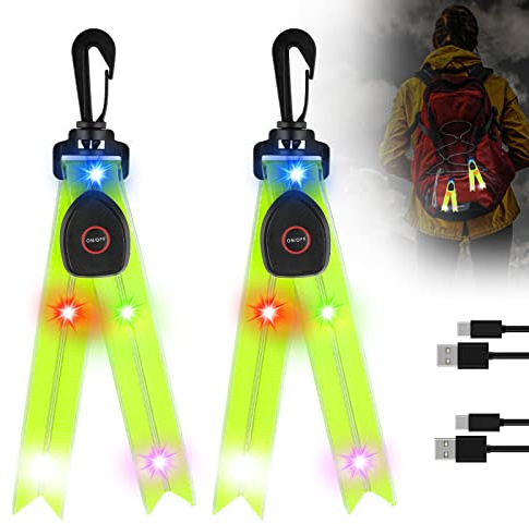 LED Blinklicht für Schulranzen - 2er Aufladbar Kinder Reflektoren Blinklicht Schulranzen Sicherheitslicht, Wasserdicht Sicherheit Licht Reflektor Anhänger für Schulranzen, Rucksack, Wandern, Joggen
