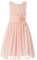 HAPPY ROSE Abito elegante da bambina, estivo, con fiore, in chiffon increspato, vestito per damigelle, Pesca chiaro., 7 Anni