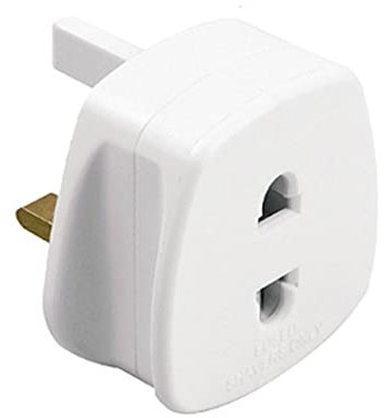 WHITE Two To three PIN 1A FUSE ADAPTOR PLUG FOR SHAVER/TOOTHBRUSH