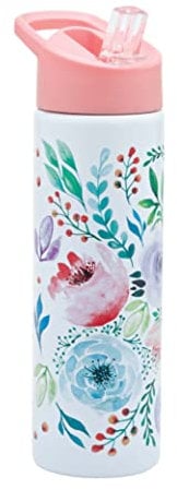 Smash Stainless Steel Drink Bottle with Sipper Lid with Straw - Full Bloom 750ml, Pink