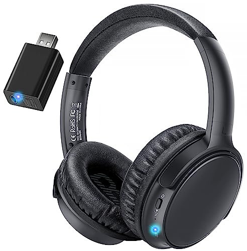 Wireless Headphones for TV - BKM400 TV Headphones Wireless with Portable Bluetooth USB Transmitter (Optical, AUX, RCA and USB Output), 165FT Farther Range, Enhanced Volume, 20Hrs