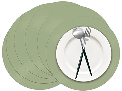 100 Stück Salbeigrüne Papier-Tischsets, Salbeigrün, runde Einweg-Tischsets, grüne Papierdeckchen, dekorative Platzsets für Hochzeit, Bankett, Party, Zuhause, Essgeschirr, Dekor