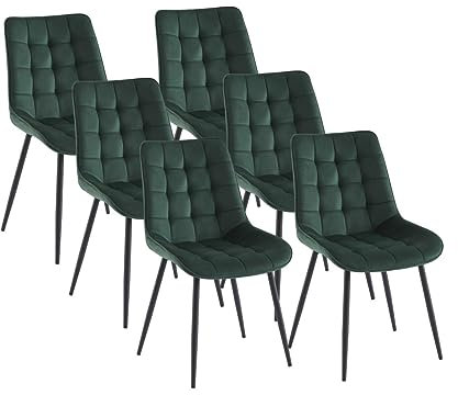 Vente-unique-Polsterstuhl 6er-Set - Samt & schwarzes Metall - Grün - OLLUA