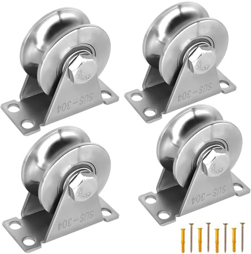 U-Type pulley 4pcs steel pulley blocks, quality Single Pulley Wheels with Mute Bearings Groove Sliding Roller, Use for gym Fitness, Material Handling and Moving Mount Pulley Block