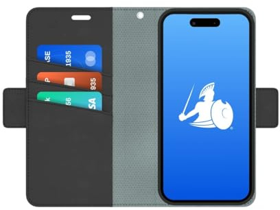 DefenderShield EMF Phone Case Blocker passend für iPhone 15 Pro - Vollspektrum-Anti-Strahlungs-Handyhülle zur Reduzierung von Signalen & Batterie-Emissionen - Magnetic Wallet Case iPhone EMF-Blocker