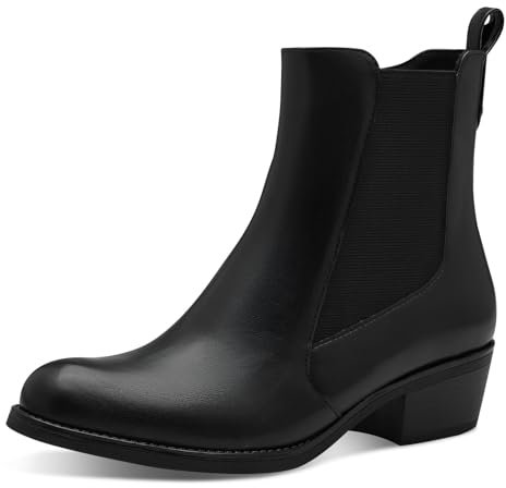 MARCO TOZZI Damen Chelsea Boots mit Blockabsatz mit Reißverschluss, Schwarz (Black), 38 EU