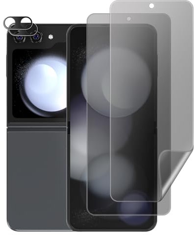 NicMool Protection D'écran Anti-Espion pour Samsung Galaxy Z Flip 5 5G [2+2 pièces] TPU Flexible Privacy Écran Protection + Verre Trempé Camera Lens Protection Film pour Samsung Galaxy Z Flip 5 5G