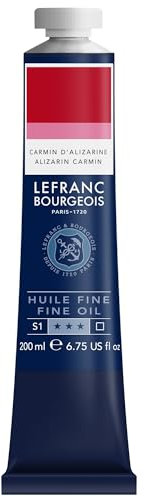 Lefranc Bourgeois 301817 Feine Ölfarbe in hervorragender Qualität,lichtecht mit gleichmäßige Konsistenz, 200ml Tube, ideal für Keilrahmen, Leinwand, Malkarton - Kadmiumrot Dunkel Farbton