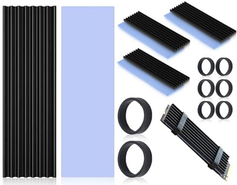Lhbwhiz Lot de 3 dissipateurs thermiques compatibles avec SSD M2,refroidisseur en aluminium avec jeu de coussinets thermiques,refroidisseur de périphérique à semi-conducteur(noir,70 x 22 x 3 mm)