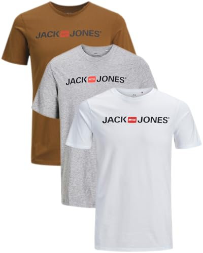 JACK & JONES Herren T-Shirts im 3er-Set Multipack S-7XL (Slim Fit Mix 15, 3XL)