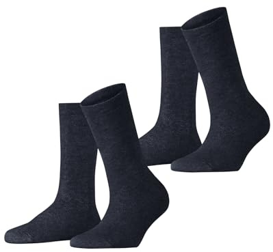 ESPRIT Damen Socken Cloud Multipack W So Baumwolle einfarbig 2 Paar, Blau Navy Melange 6127, 35-38
