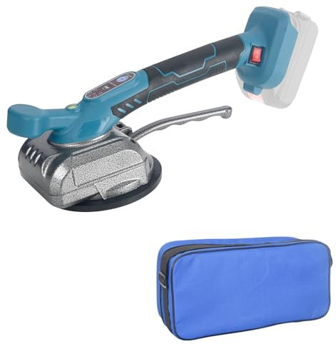 HENYEER Dispositivo vibrante per piastrelle a batteria con 5 velocità e ventosa da 13 cm, assorbimento di 80 kg per piastrelle da 0,3-2,6 m, vibratore per piastrelle compatibile con batteria da 18 V