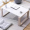 Eiauiuo Massivholz Couchtisch mit U-Gestell Modern Beistelltisch Wohnzimmertisch Erhältlich in den Farben Weiß und Holz Baumkantentisch für Schlafzimmer Balkon Büro(Color:Weiß,Size:100x50x40cm)