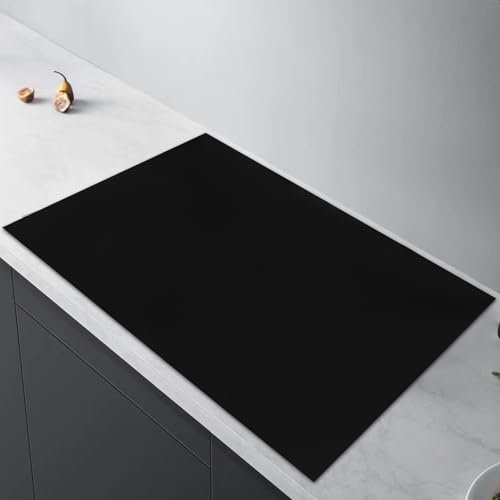 DAJAVE Herdabdeckplatte 54 x 90 cm Einteilig Induktionsmatte Küche Abdeckung Ceranfeld Herd Abdeckplatte Deko Vinyl Matte Aufrollbar Schwarz, Rutschfeste Induktionsmatte, Multifunktionale Schutzmatte