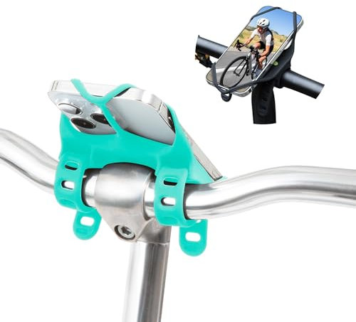 BONE Bike Tie 4 Pro Max, Support Téléphone Vélo Universel pour Potence T/U, Porte Smartphone Vélo 4,7–7,2, Absorption des Chocs, Accessoire Vélo Silicone – Turquoise