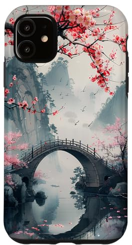 Japanese Cherry Blossom Landscape Case for iPhone 11